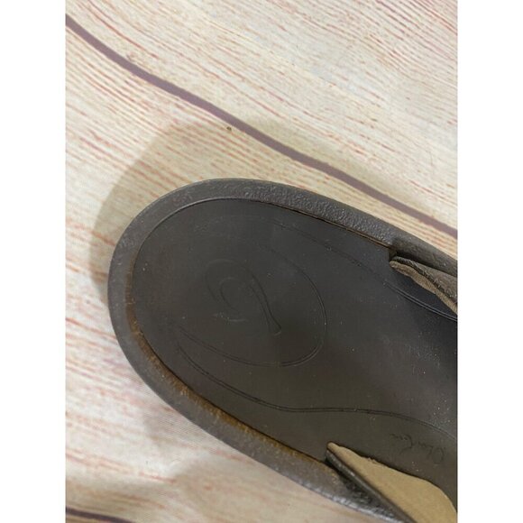Olukai Unisex Brown Leather Casual Hawaiian Slip On Sandals - 9.5/10 - Picture 5 of 11